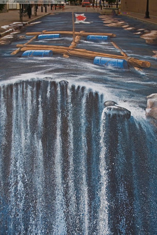 3D живопись на асфальте. Водопад (The Waterfall) Эдгара Мюллера (Edgar Mueller).